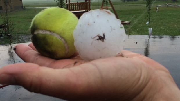 Tennis ball sized hailstone