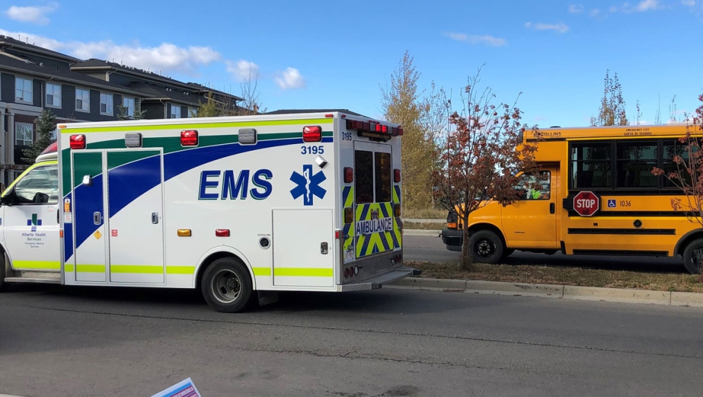 A child suffered unspecified injuries following an incident involving a school bus on Thursday.