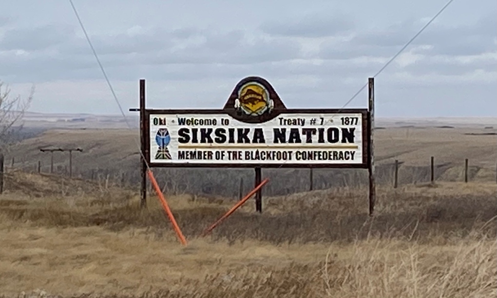 The Siksika First Nation sign appears in this Nov. 16, 2021 photo.