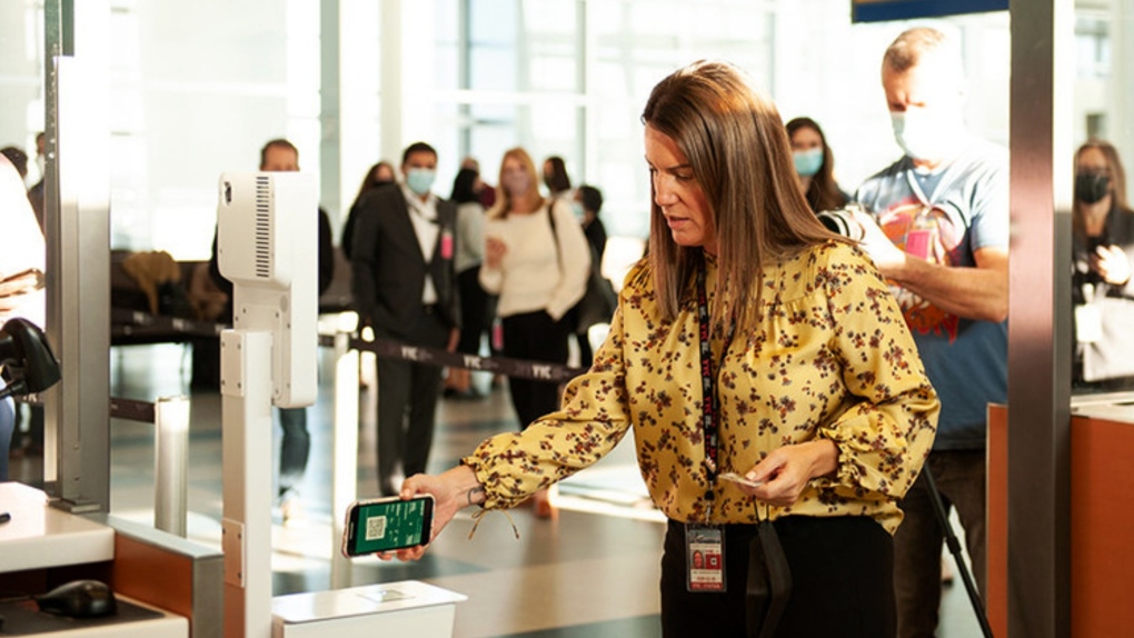 A trial by WestJet and TELUS at Calgary International Airport uses touchless facial recognition software for boarding. (Courtesy WestJet)
