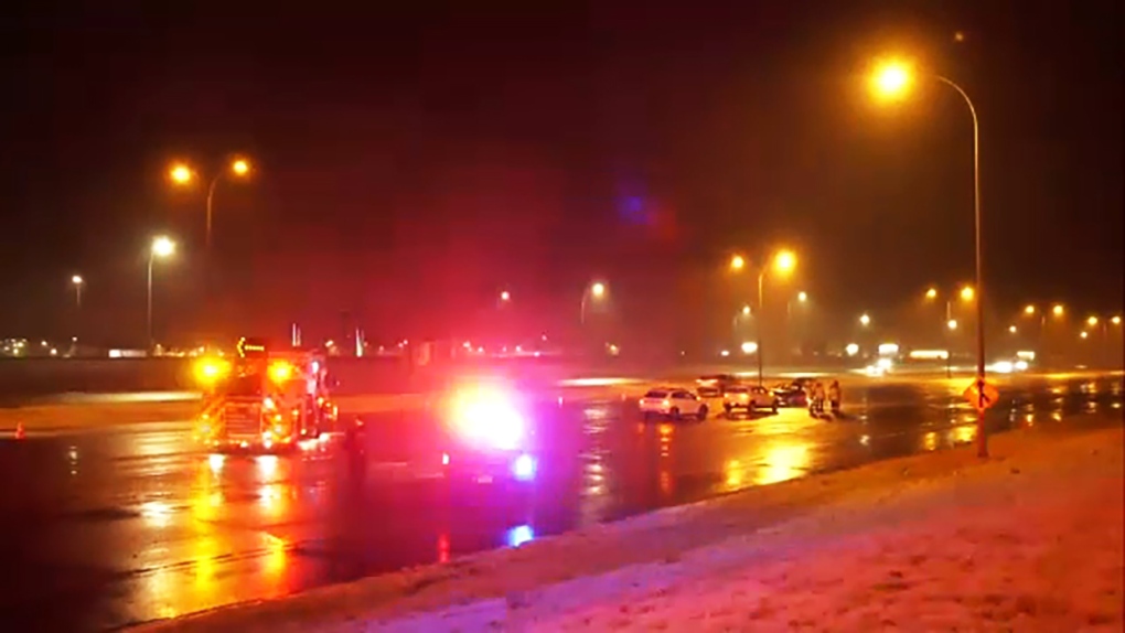 Part of southbound Deerfoot was shut down Wednesday after a multi-vehicle collision. One person was taken to hospital in stable, non-life-threatening condition.