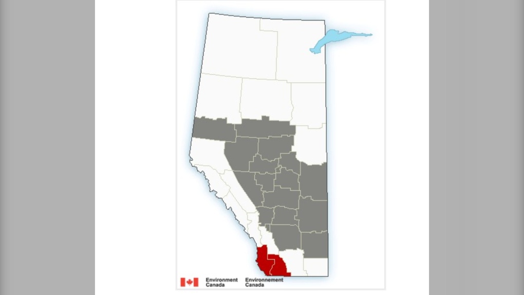 A special weather statement was issued for much of Alberta by Environment Canada, warning of the potential for freezing rain, overnight Tuesday. 