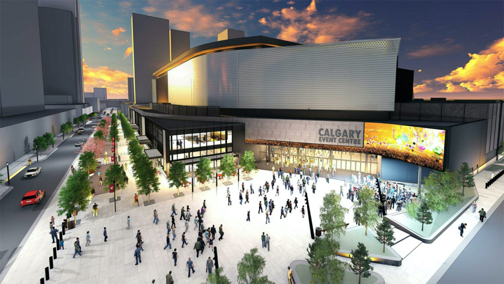 A rendering of the Calgary event centre, which was expected to be completed in 2024, that will not be completed after the agreement between the Flames and City of Calgary collapsed. (supplied)