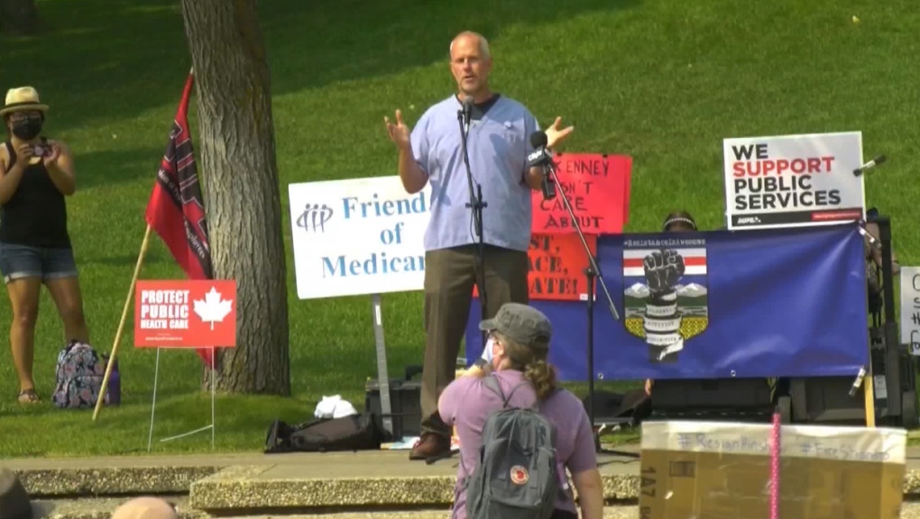 Dr. Joe Vipond has spoken at a number of rallies in Calgary and Edmonton, fighting for more policies to protect Albertans from the spread of COVID-19.