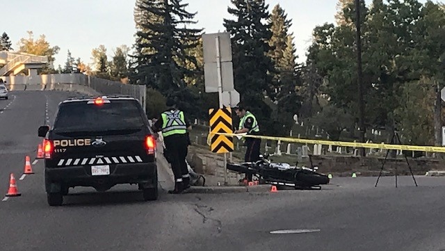 The driver of a motorcycle was sent to hospital in serious condition after a crash.