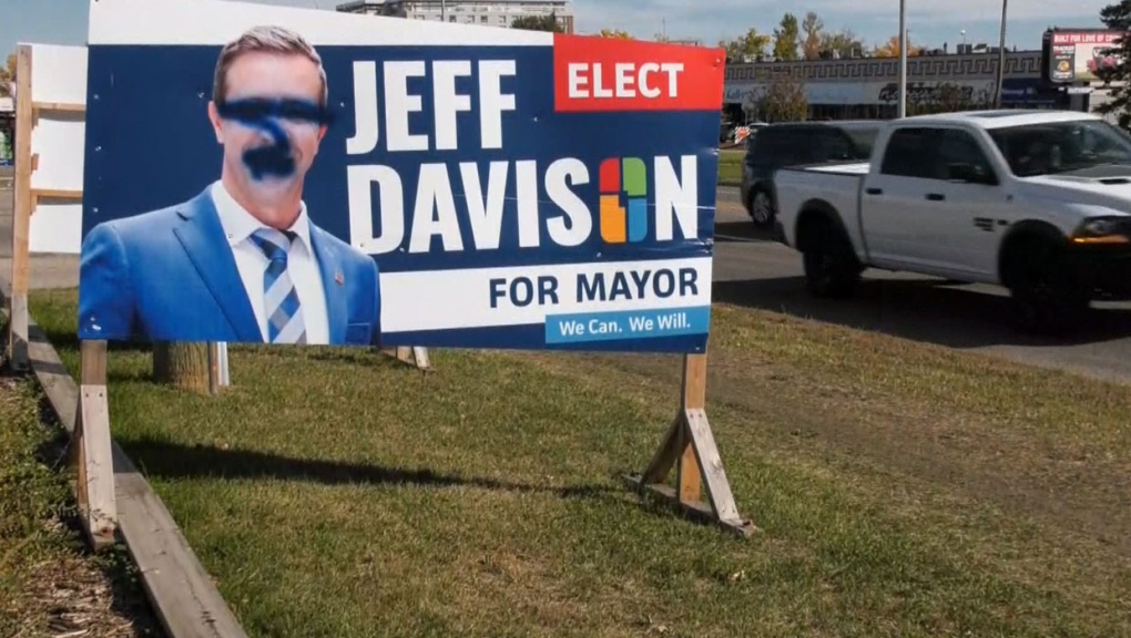 Mayoral candidate Jeff Davison says those responsible for vandalism to his campaign signs are likely upset over his support of the city's COVID-19 plan.