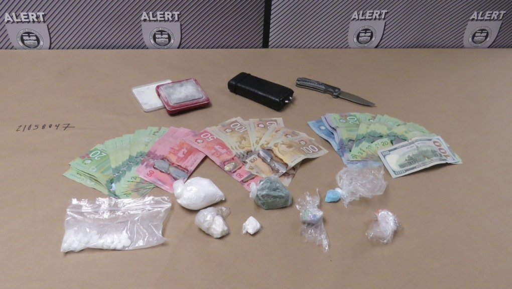 Lethbridge police released this photo of the items seized from a home in the 1300 block of 23th Avenue North.