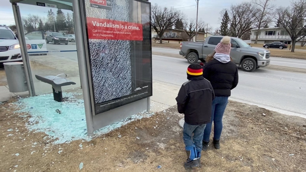 Spike in Calgary Transit bus shelter vandalism leaves passengers