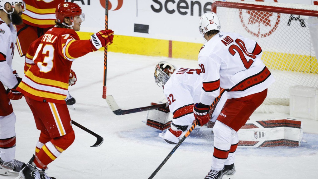 Sean Monahan Super Action Calgary Flames NHL Hockey Action