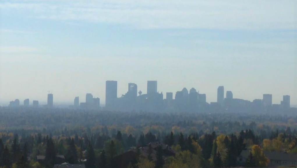 File photo of smoke over Calgary on Oct. 5, 2022. Environment Canada issued an air quality statement for the city Sunday morning