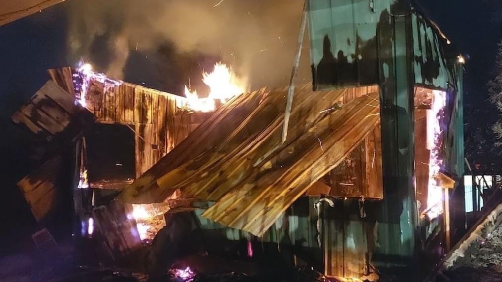 Damage to the Northstar quad chairlift lift control building at Kimberley Alpine Resort following a Dec. 18, 2021 fire that's believed to have been deliberately set. (image: Kimberley Alpine Resort) 