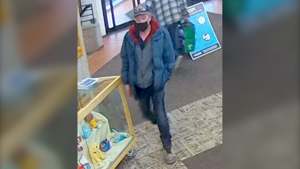 Lethbridge police released this photo of a suspect in a theft at the public library. (LPS handout)