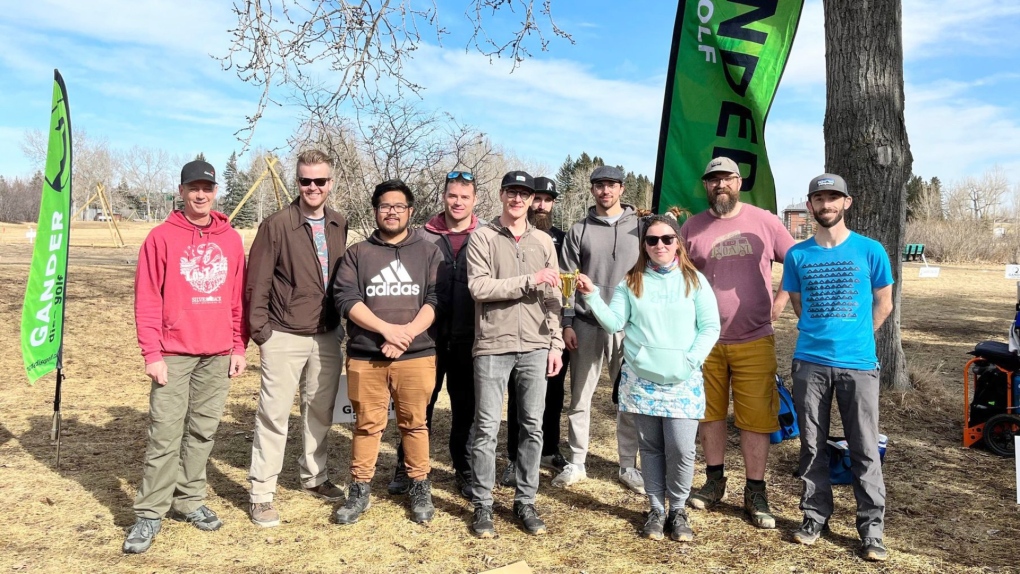 Members of the SAIT disc golf team that was victorious over University of Calgary in the first Canadian intercollegiate disc golf tournament at Currie course in Calgary. (Contributed)