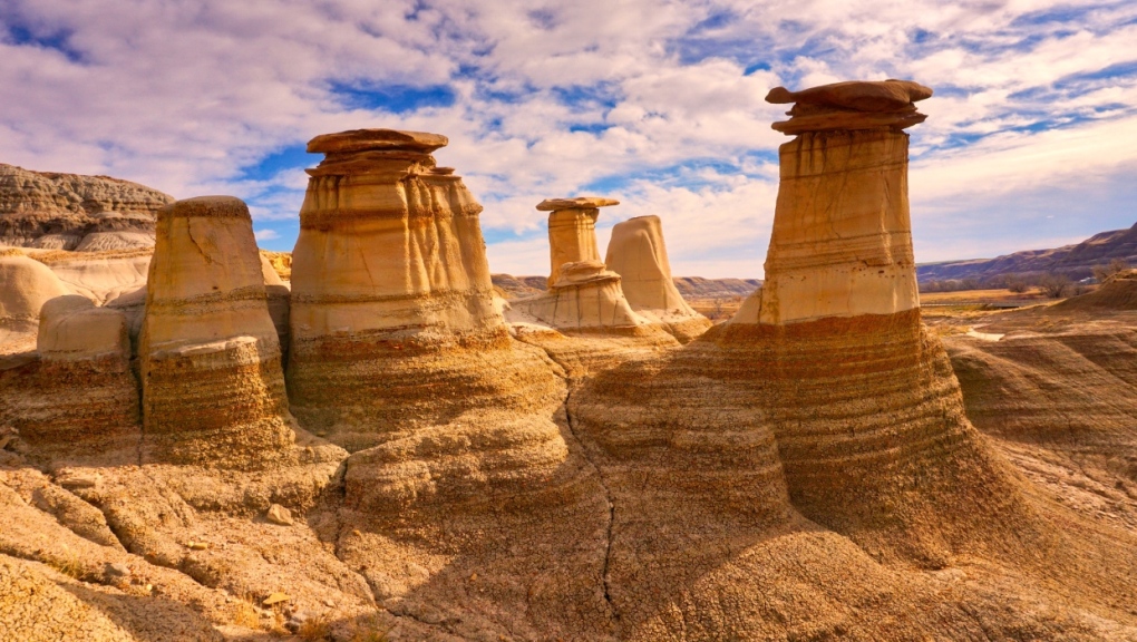 A stock photo of hoodoo formations in Drumheller, Alberta, (Getty Images) 