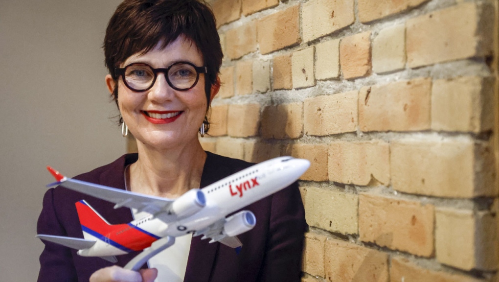 New Lynx Air CEO Merren McArthur, one of the first women to head a national commercial airline in Canada, poses for a portrait in Calgary, Alta., Friday, Jan. 28, 2022. THE CANADIAN PRESS/Jeff McIntosh
