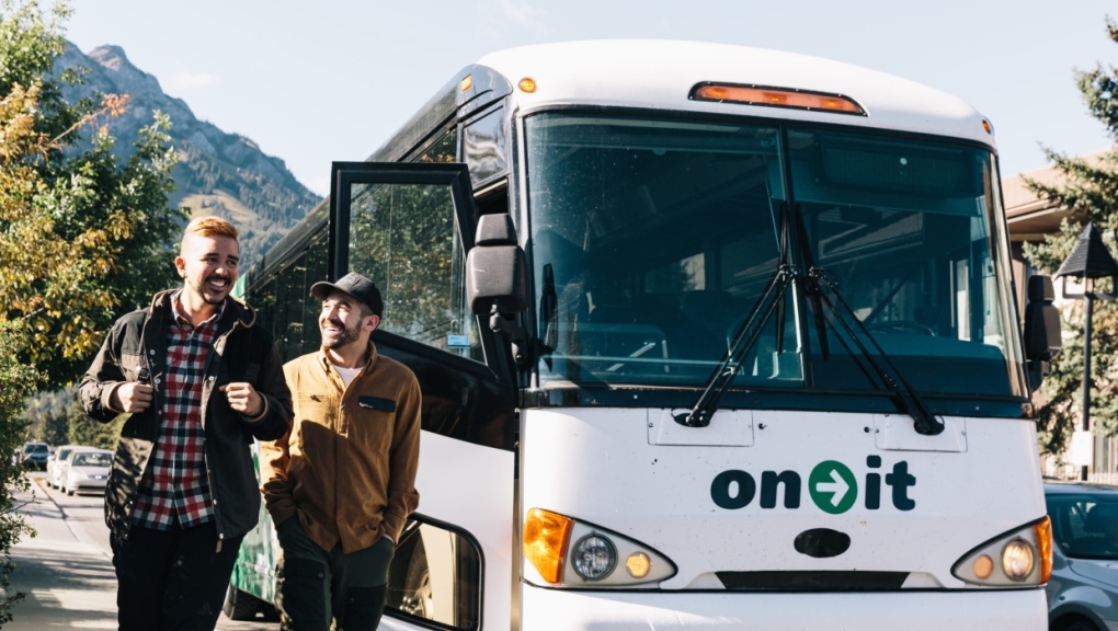 An On-It Regional Transit bus is shown. (Banff Lake Louise Tourism)