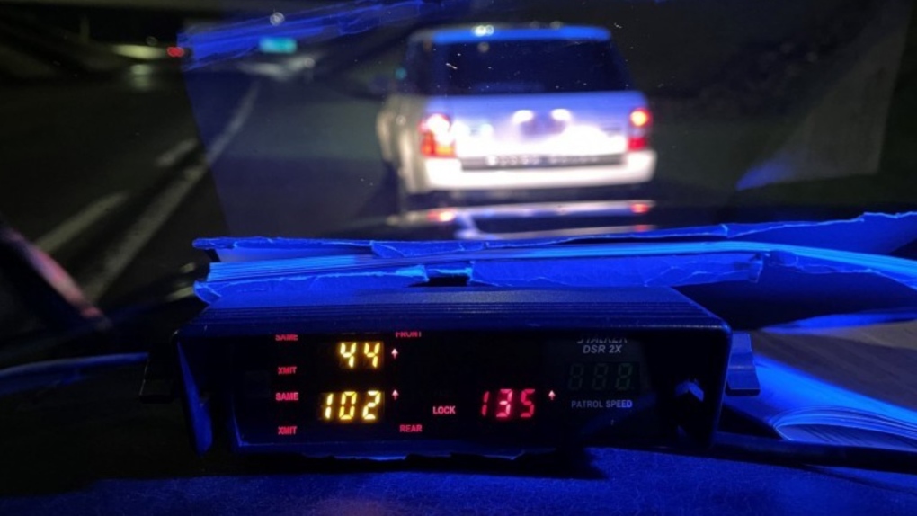 A vehicle was clocked at 135km/h in a 50km/h construction zone along Stoney Trail in northeast Calgary on June14. (image: CPS) 