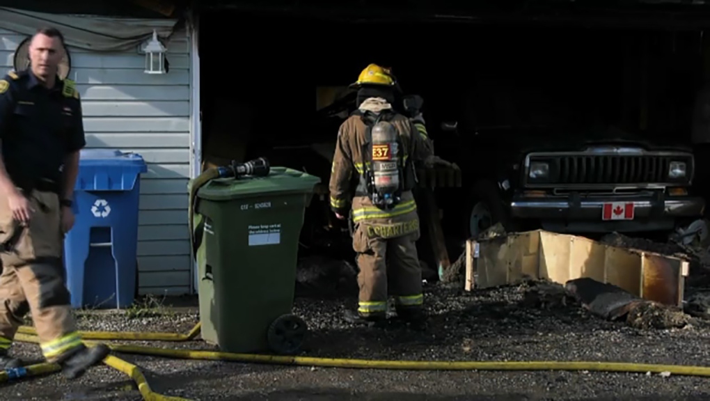 Firefighters put down a fire in a southwest Calgary garage Monday evening