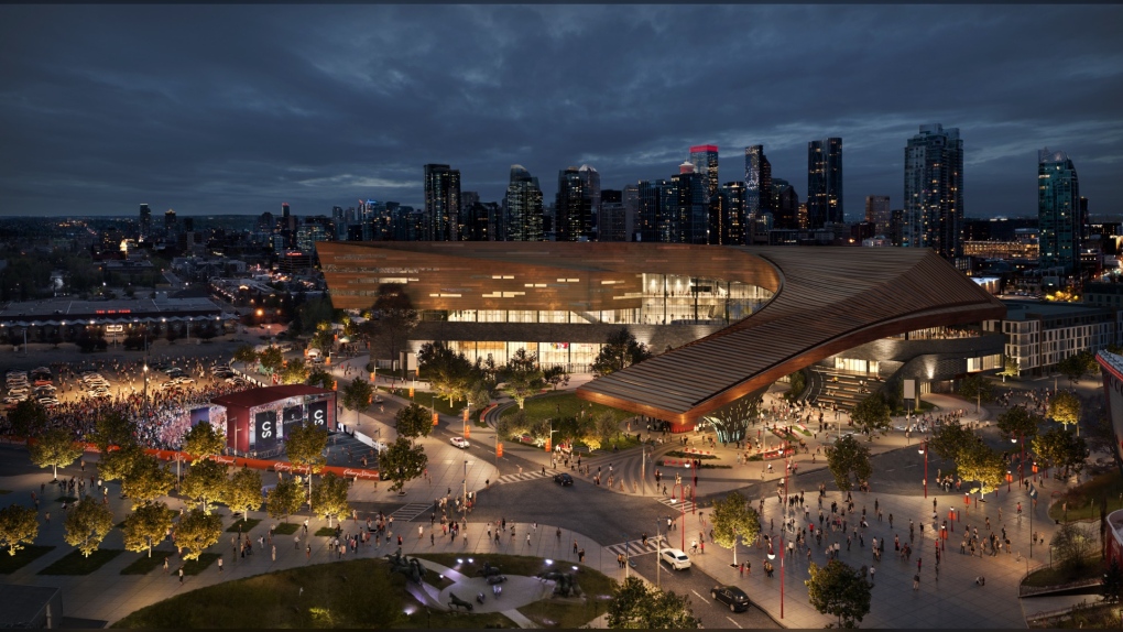 Artist rendering of the BMO Centre expansion, as seen from Scotsman's Hill, in Stampede Park. (image: CMLC)