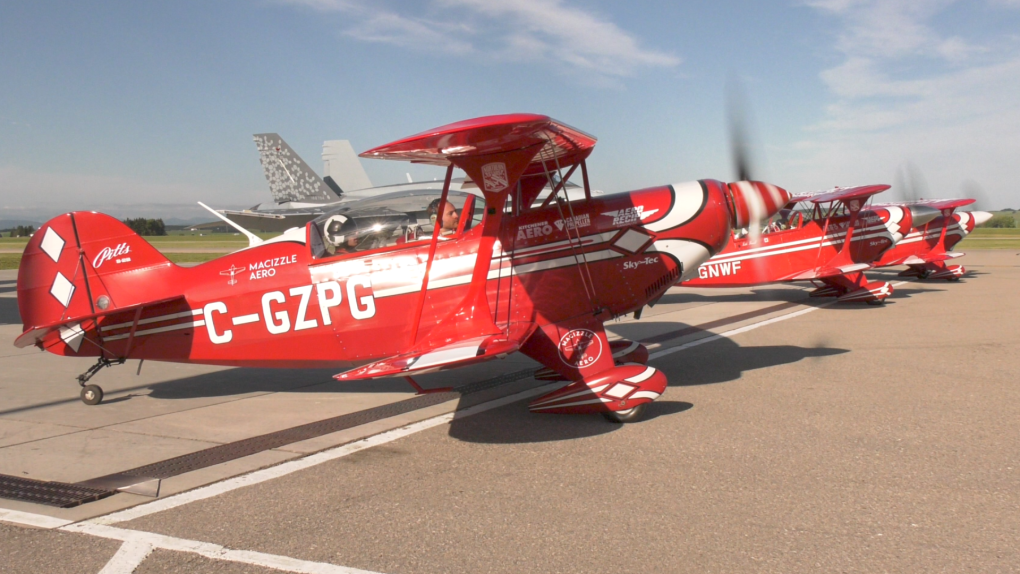 The Northern Stars trio of aircraft prepare for a Friday practice run for the Wings Over Springbank Airshow.