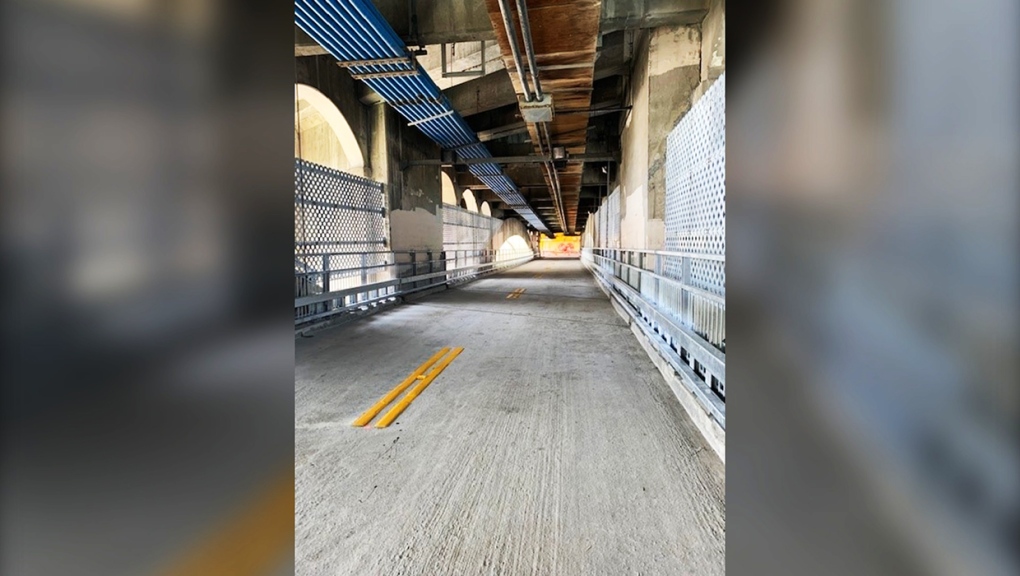 The city is encouraging cyclists and pedestrians to use the lower deck of the Centre Street Bridge to ease congestion on the Peace Bridge, which was vandalized last weekend
