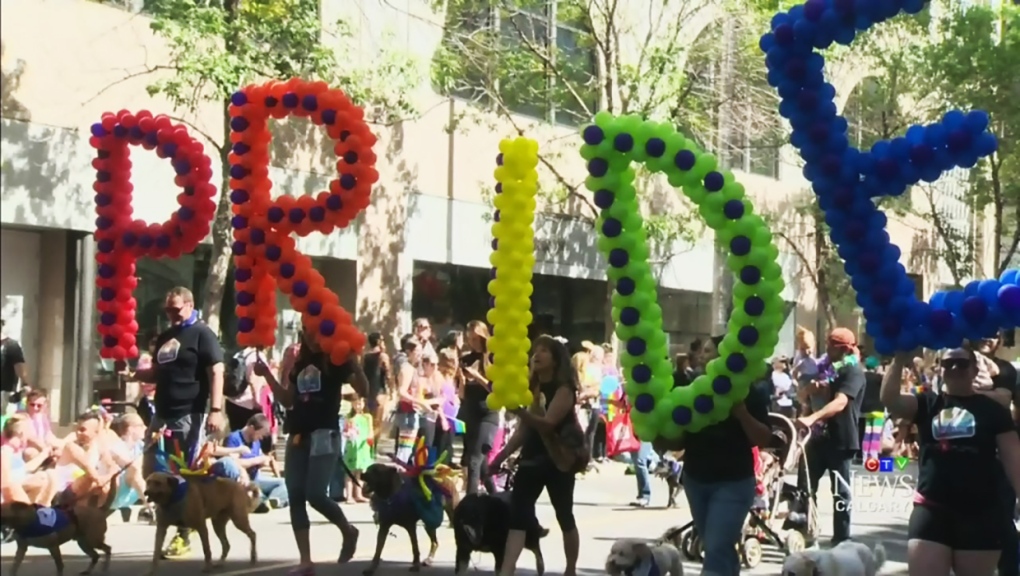 A photo showing Calgary Pride Parade celebrations in Calgary. 