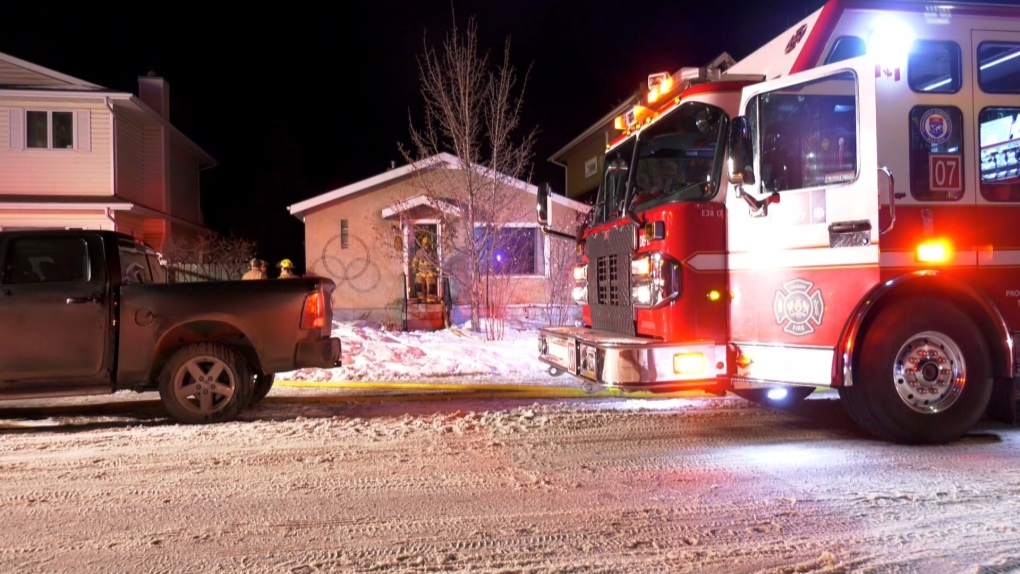 Firefighters extinguished a fire and rescued a dog at a home on 27 Avenue N.W. on Jan. 10, 2023.