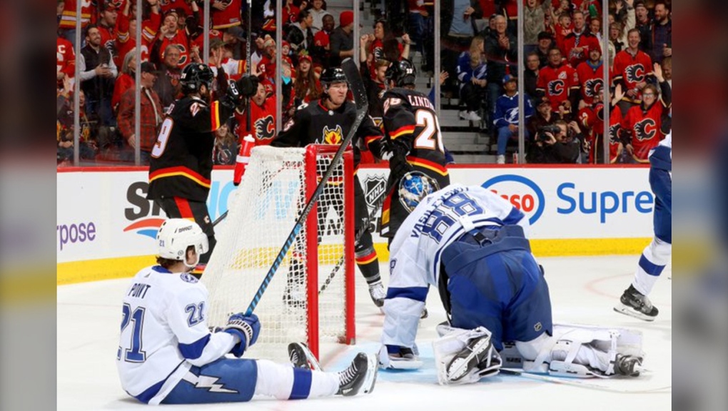 Calgary got the best of Tampa Saturday at the Saddledome. (Photo: Twitter@NHLFlames)
