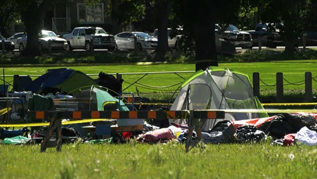 A man was convicted of shooting another man in the leg at this Lethbridge tent encampment last July, 2022.