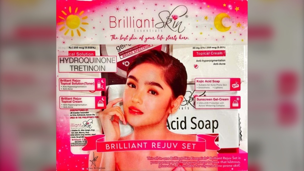 Brilliant Skin Essentials Brilliant Rejuv Set, a skin lightening product, is labelled to contain hydroquinone and tretinoin. (Supplied)