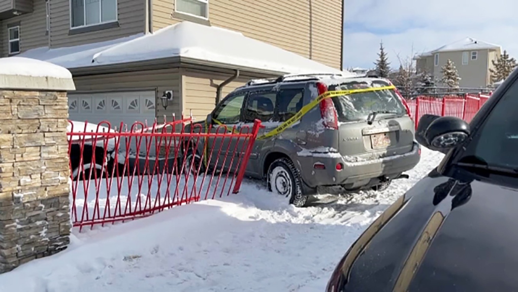 An SUV hit an icy patch in northwest Calgary Saturday and slid into the side of a home. The driver wasn't injured.