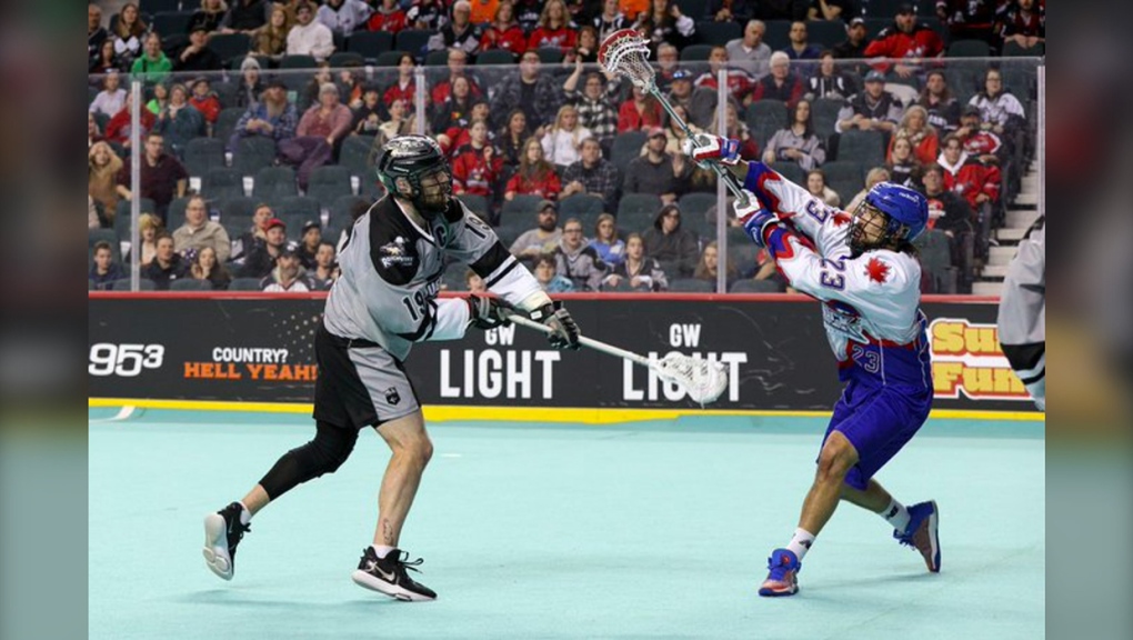 The Roughnecks in action against the Rock Saturday night in Calgary. (Photo: Twitter@NLLRoughnecks)
