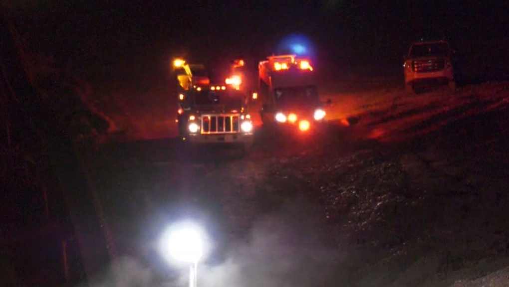 Firefighters were called to the Lafarge facility near the Spy Hill landfill on Monday night.