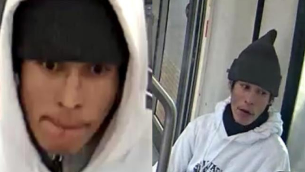 A suspect connected to an assault at the Marlborough LRT Station is seen in supplied photos. (Source: Calgary Police Service) 