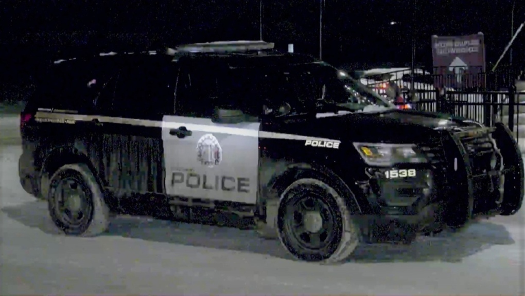 Calgary police investigate after a shot was fired in the 100 block of Corner Meadows Way N.E. on Monday, Jan. 30, 2023. 