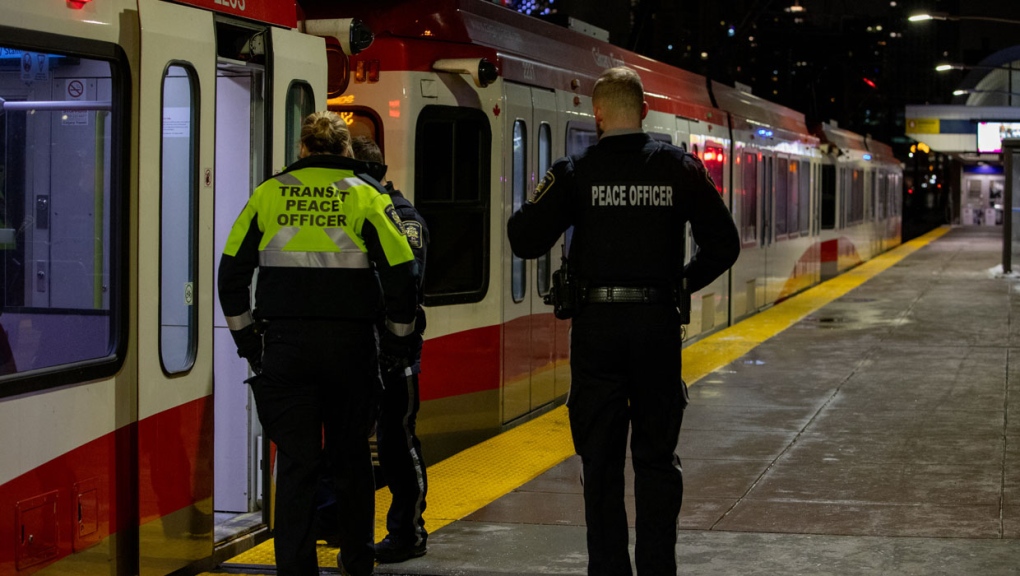 Calgary police and Calgary Transit security respond to a stabbing on Tuesday, Jan. 31, 2023. (Supplied/Brian Visser)