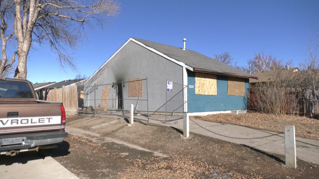 The windows and doors were boarded up at the home located at1550 St. Francis Road North in Lethbridge following a Feb. 5 house fire.