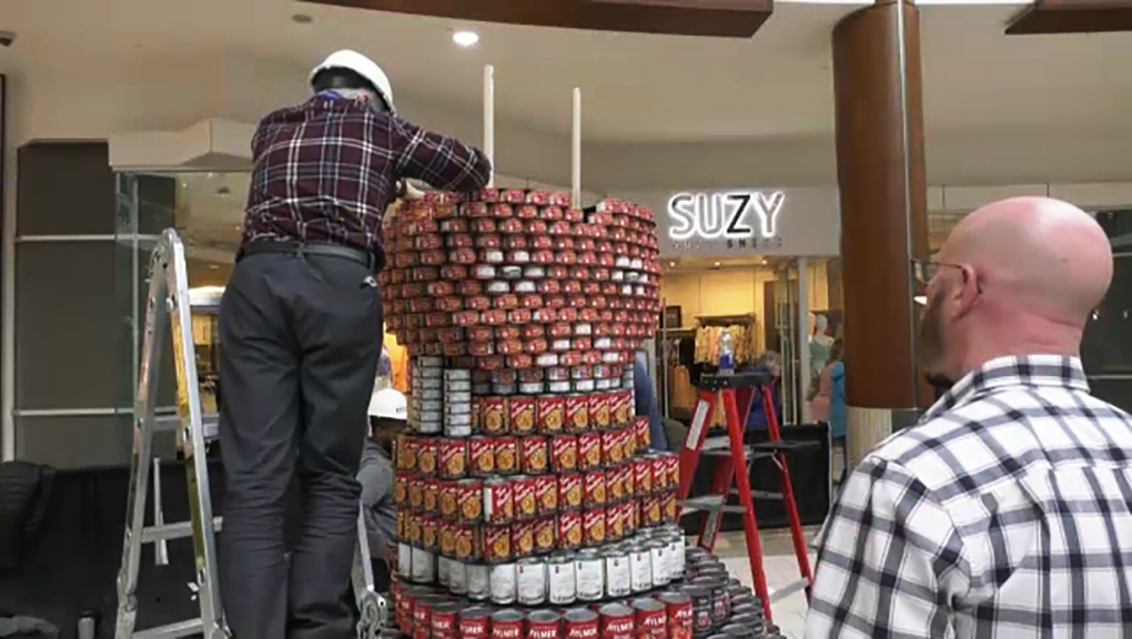 Donated cans of food are turned into sculptures at Southcentre Mall's 'Canstruction' exhibit, on through the end of March. The 37,000 cans of food will be donated to the Calgary Food Bank