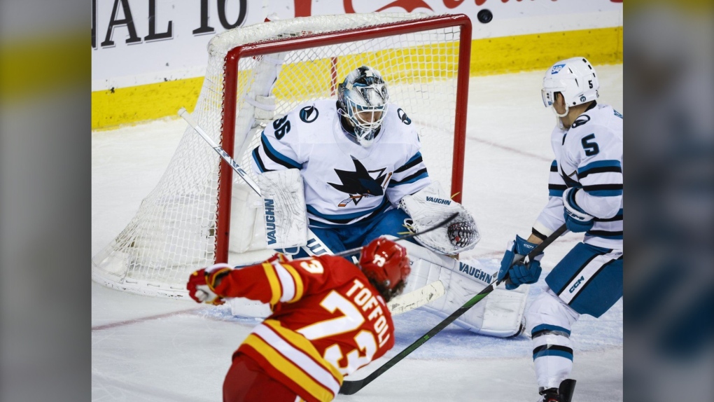 Zadorov hat trick leads Flames to 3-1 win over Sharks | CTV News