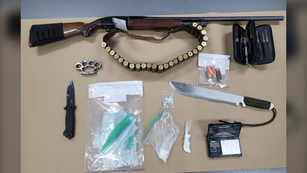 Blackfalds RCMP officers seized weapons and suspected fentanyl during an April 6 traffic stop.