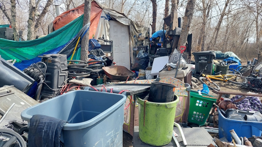 Calgary police say the encampment were discovered during patrols last month and several people were arrested. (Supplied)