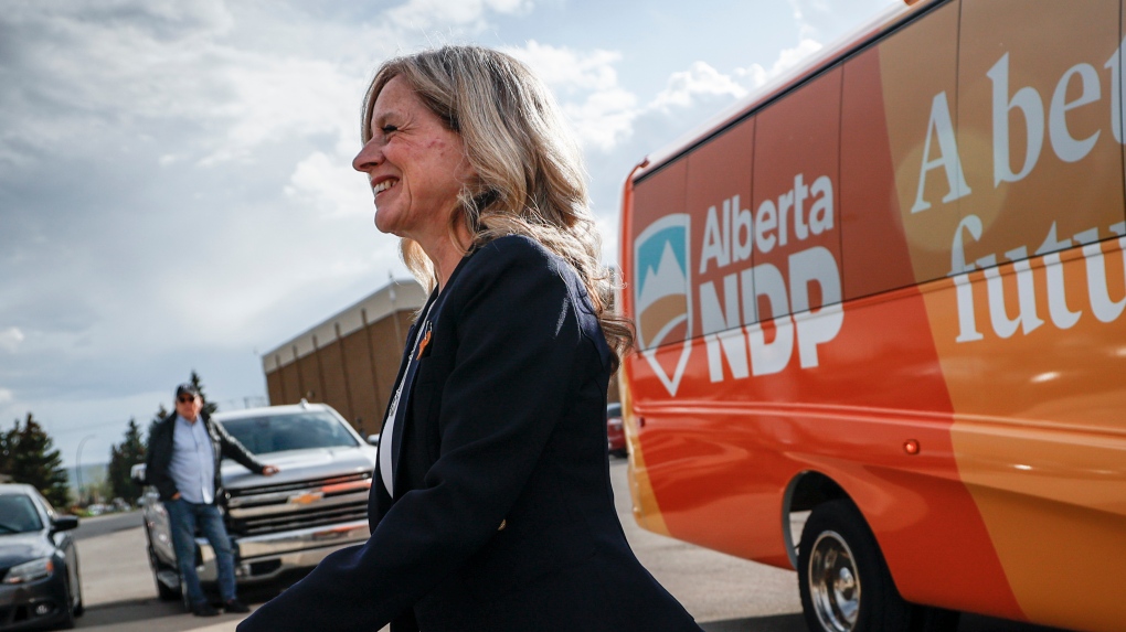 Alberta NDP Leader Rachel Notley arrives at a campaign rally in Calgary, Alta., Thursday, May 11, 2023. Albertans go to the polls on May 29. THE CANADIAN PRESS/Jeff McIntosh