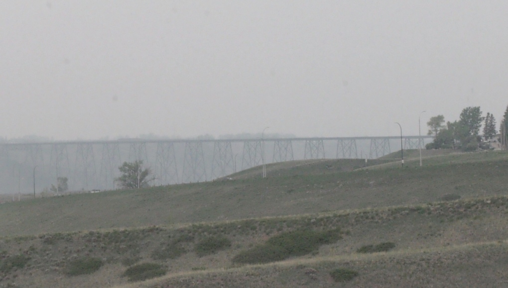 Wildfire smoke can be seen in Lethbridge, Alta., on Wednesday, May 17, 2023.
