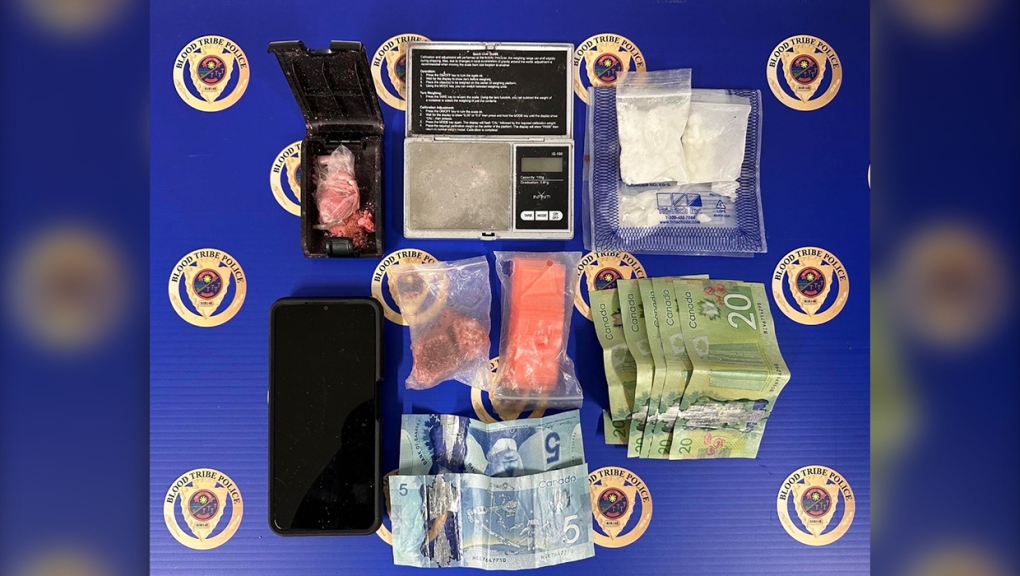 Blood Tribe police seized suspected fentanyl and suspected methamphetamine Thursday in a traffic stop. A Blood Tribe woman has been charged. (Photo: Twitter@ Blood Tribe Police Service)