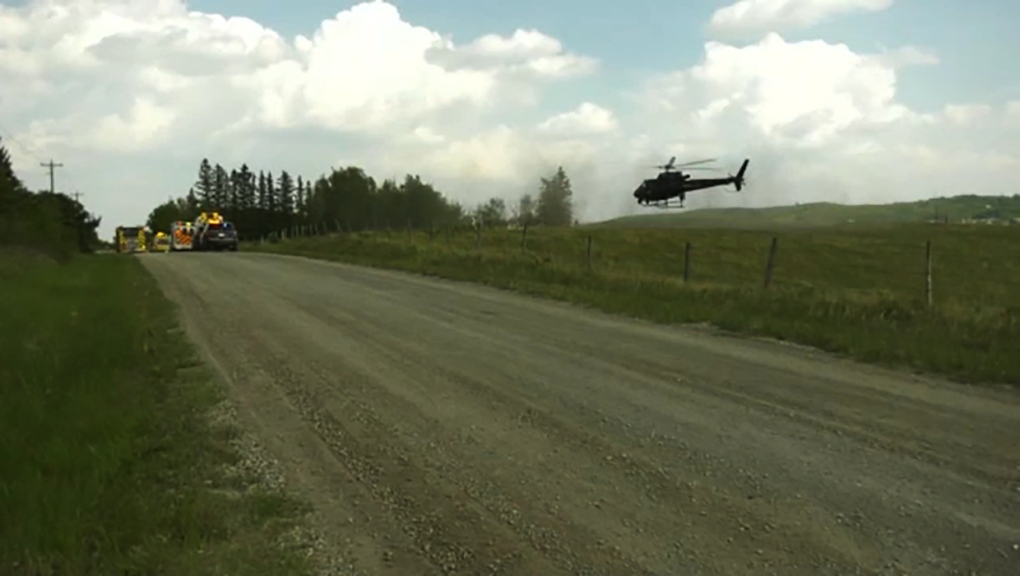 A HAWCS helicopter was on scene at a grass fire in northwest Calgary Saturday afternoon.