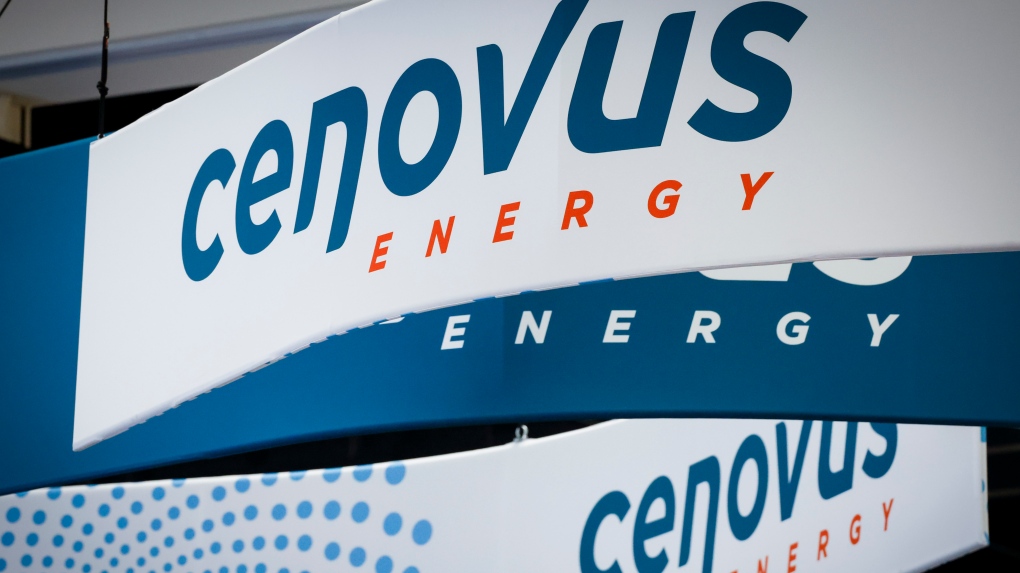 Cenovus Energy logos are on display at the Global Energy Show in Calgary, Alta., Tuesday, June 7, 2022.  THE CANADIAN PRESS/Jeff McIntosh