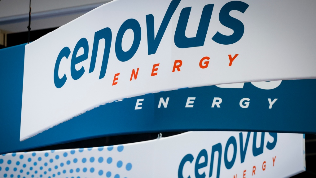 Cenovus Energy logos are on display at the Global Energy Show in Calgary, Alta., Tuesday, June 7, 2022. THE CANADIAN PRESS/Jeff McIntosh