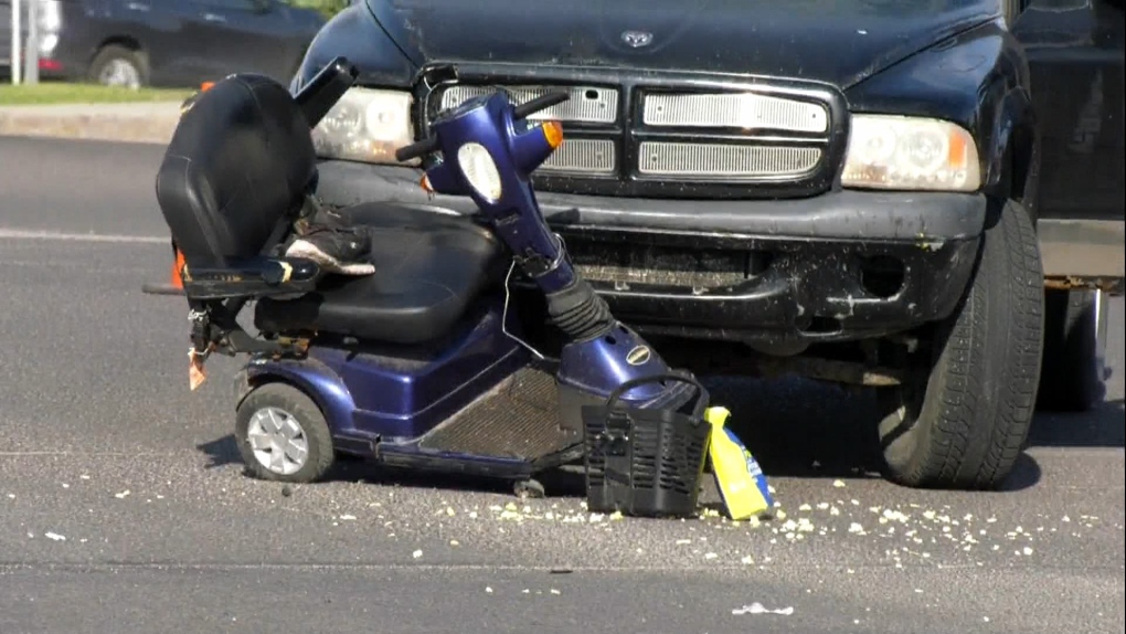 A man on a mobility scooter was struck by a vehicle at the intersection of 34th Street and 20th Avenue N.E. during the supper hour on June 7, 2023.
