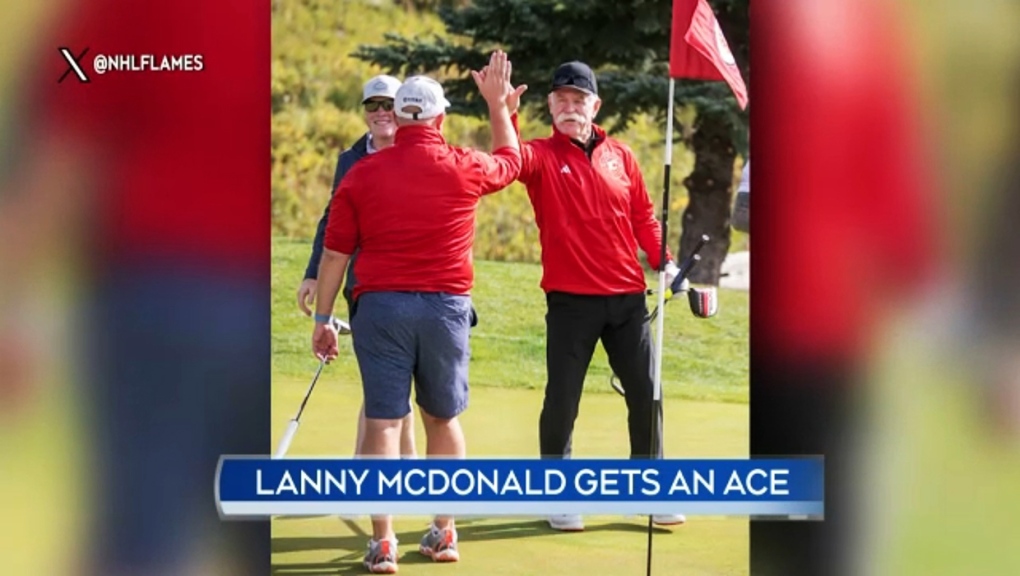 Calgary Flames legend Lanny McDonald scored a hole-in-one at the team's charity golf tournament Wednesday at Gleneagles in Cochrane, Alta.