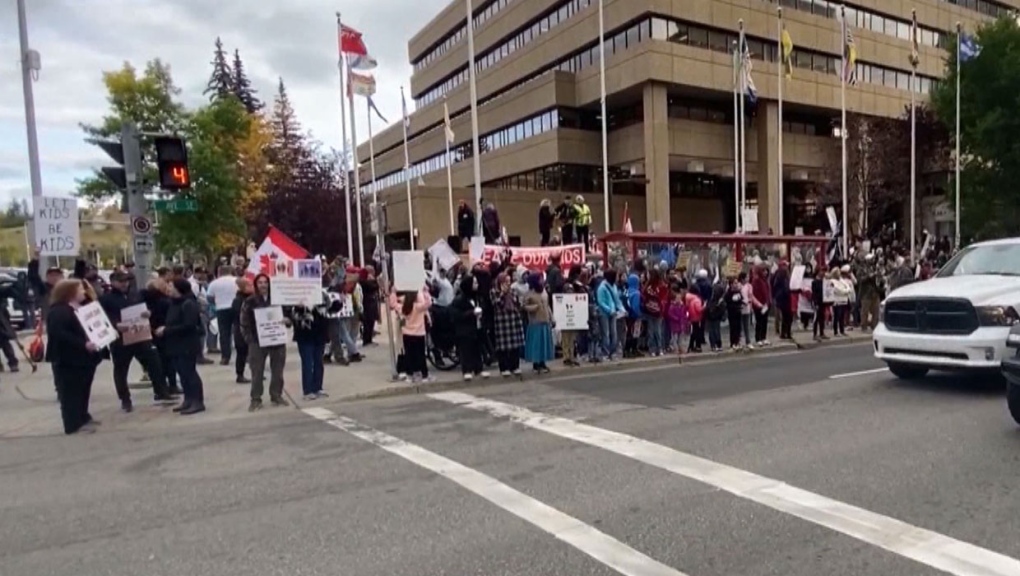 On Sept. 20, 2023, more than a thousand people gathered near the Harry Hays building in Calgary on both sides of a protest called the Million March for Children.